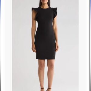 Calvin Klein | Ruffle Scuba Crepe Sheath Dress